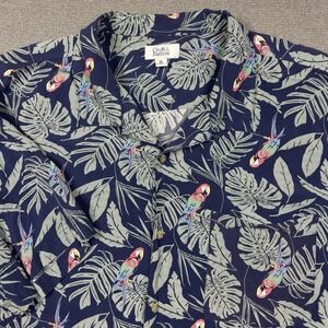 Croft & Barrow 3XLT Hawaiian Tropical Parrot Print Button Shirt Mens Blue Floral